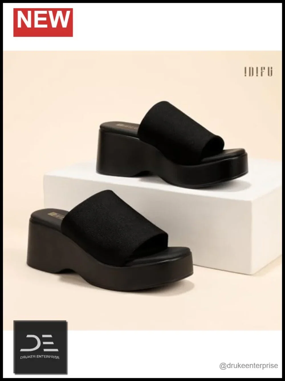 Comfortable Square Open Toe Chunky Platform Wedge Slide Sandals